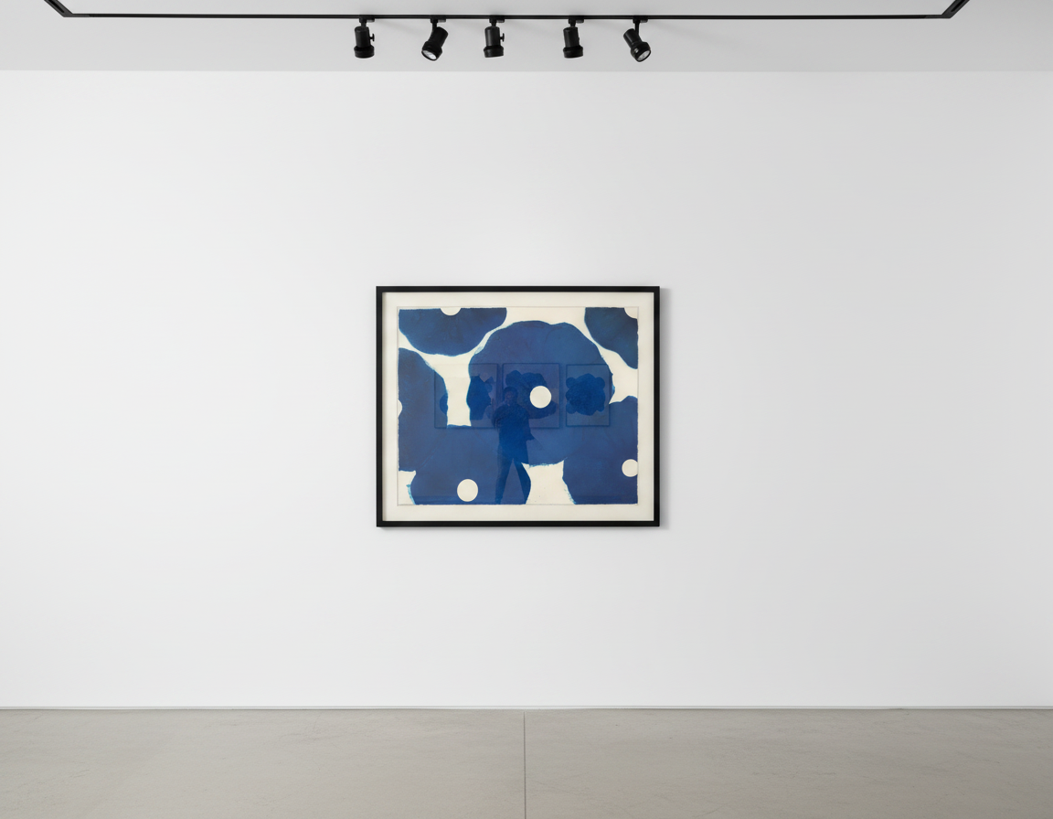 Donald Sultan - Six Poppies (blue), 2023, Color silkscreen with enamel inks, flocking, and over printed flocking on Somers...