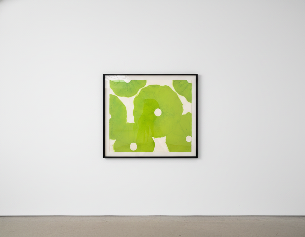 Donald Sultan - Six Poppies (green), 2023, Color silkscreen with enamel inks, flocking, and over printed flocking on Somer...