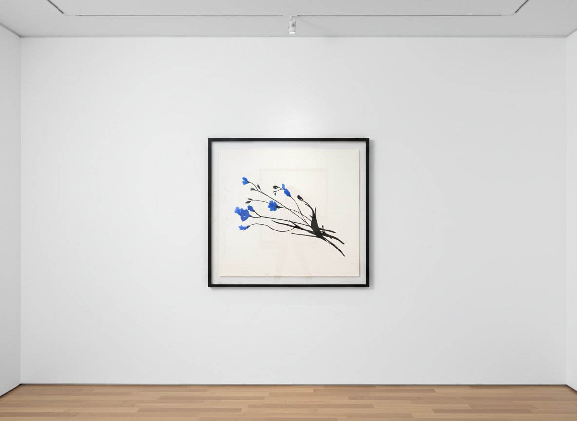 Donald Sultan - Three Freesias blue, 2024, Archival pigment ink on Japanese mulberry 110 gsm fine art paper