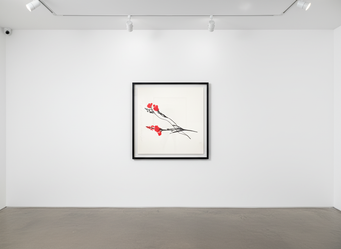 Donald Sultan - Three Freesias red, 2024, Archival pigment ink on Japanese mulberry 110 gsm fine art paper