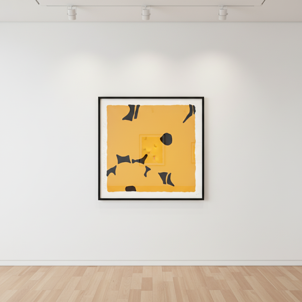 Donald Sultan - Yellow Poppies, Aug 17, 2022, Color Silkscreen with enamel inks, flocking, and tar-like texture on Rising ...