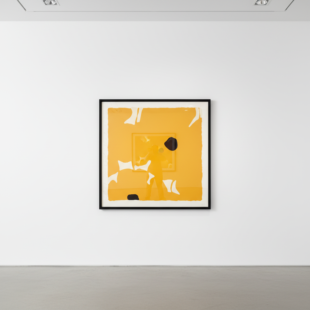 Donald Sultan - Yellow Poppies, Sept 7, 2022, Color Silkscreen with enamel inks, flocking, and tar-like texture on Rising ...