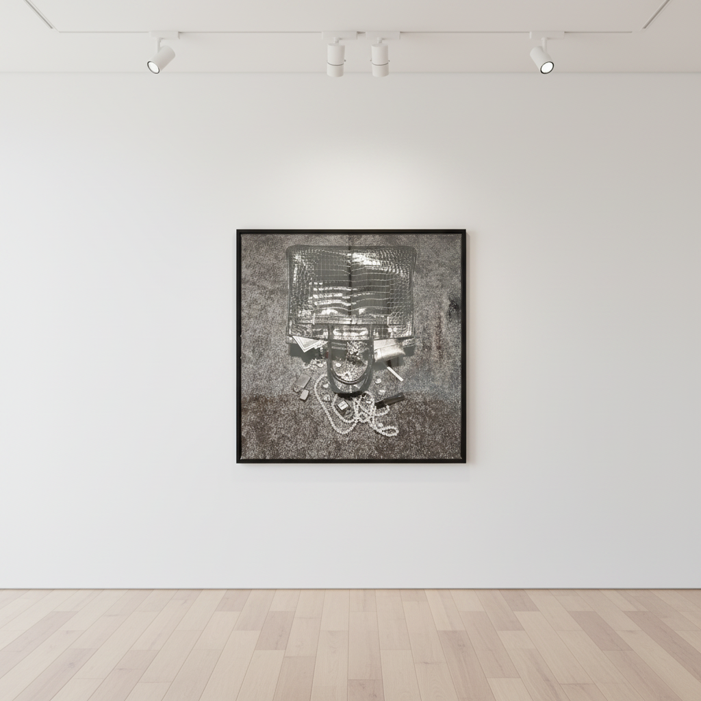 Tyler Shields - Birkin Spill B&W, 2023, Digital C Print