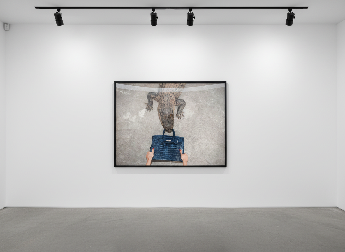 Tyler Shields - Gator Birkin (B&W), 2012/2022, Digital c print