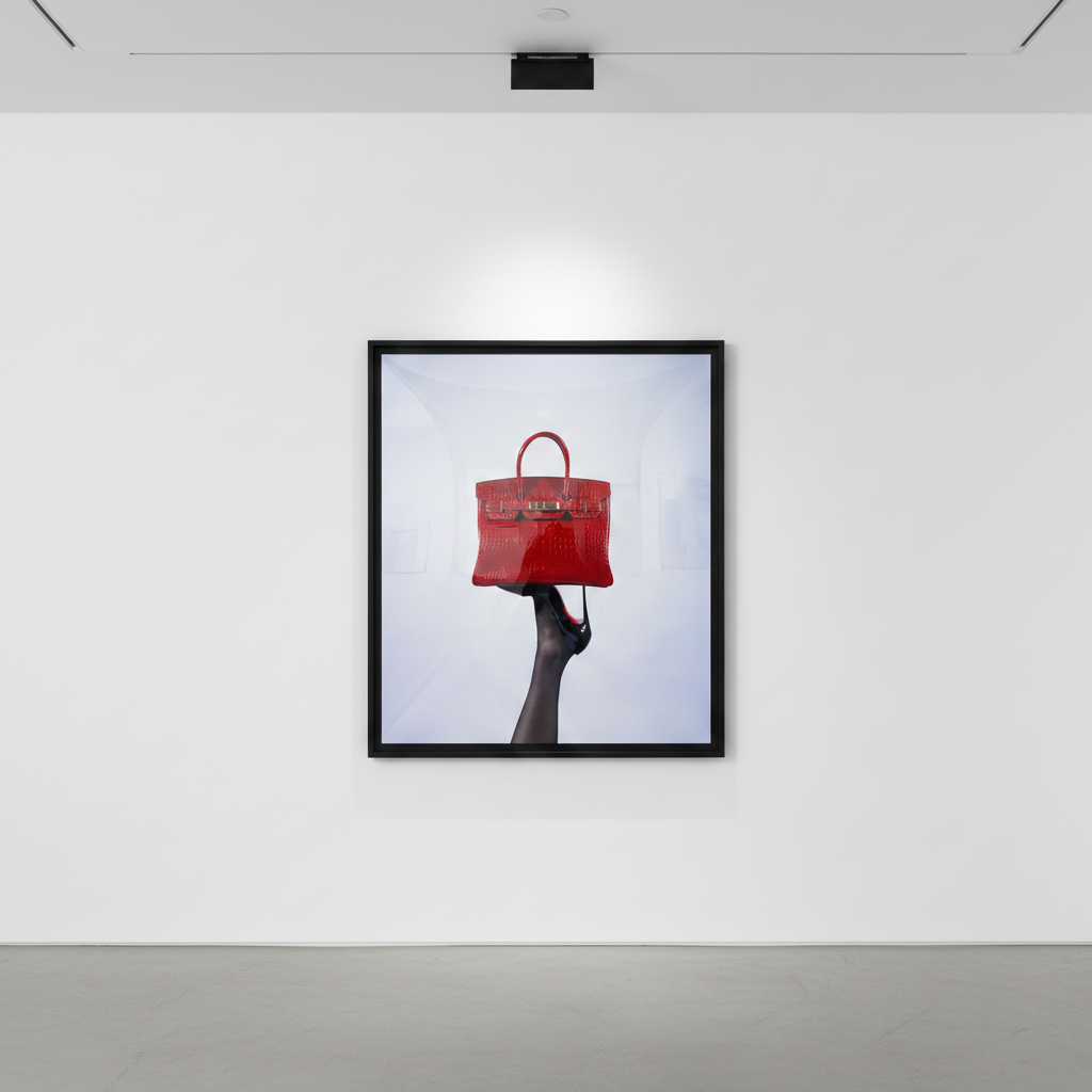 Tyler Shields - Red Birkin High Heel, 2024, Digital c print