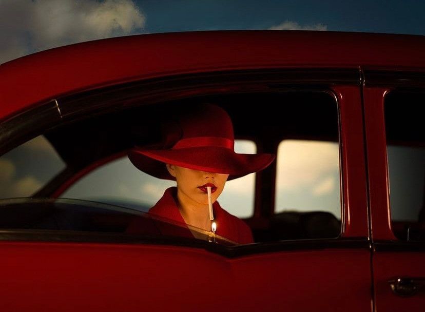 Tyler Shields - The Girl in the Red Car, 2021, Digital c print