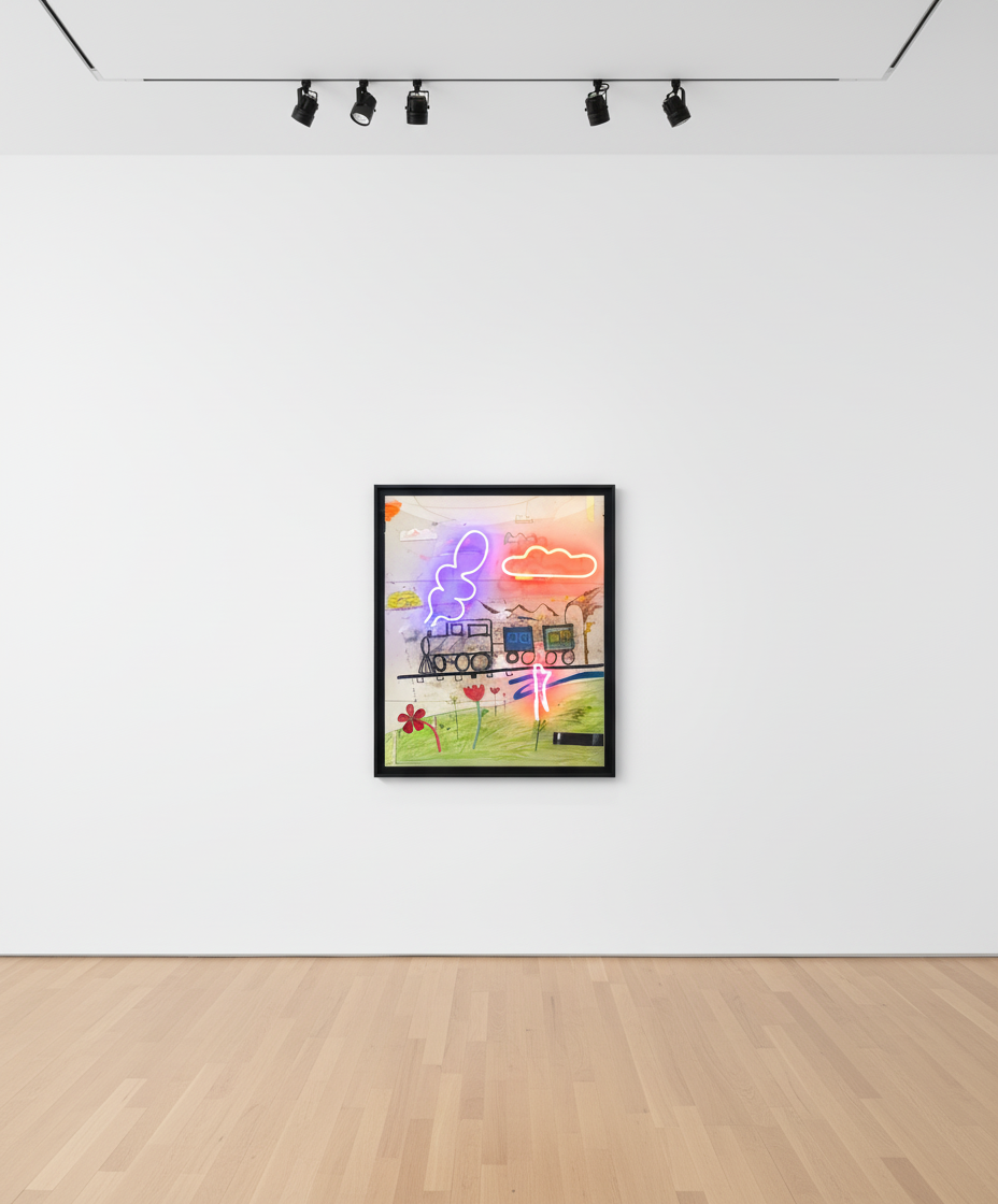 Vincent Chung - Start From The Beginning, 2022, Acrylic, olive oil, oil sticks, chalk pastel, dirt, masking tape, irrigati...