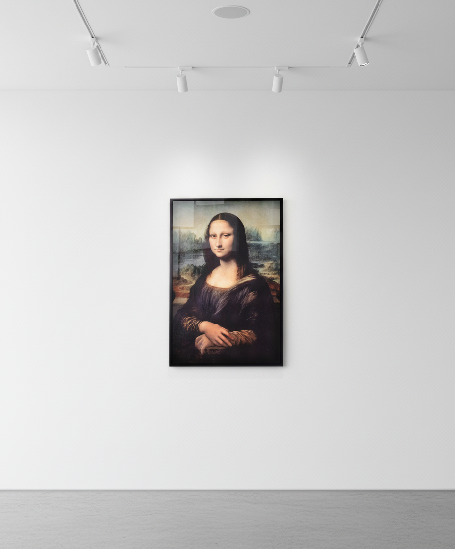 Virgil Abloh - Mona Lisa, Artwork With Steel Frame, 2019, Backlit artwork, presented in a black powder-coated, steel frame...