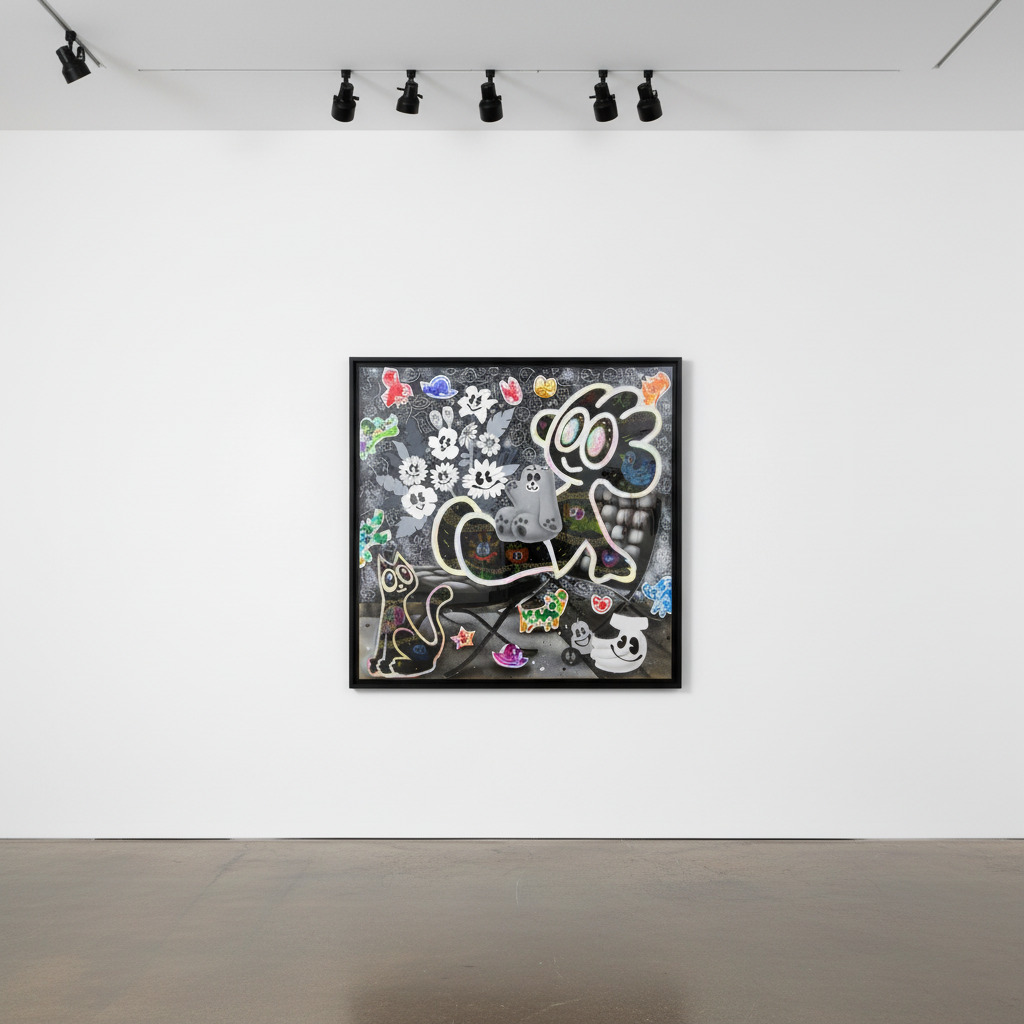 Yusuke Toda - Mr Yum Watching Flowers, 2023, Acrylic on canvas