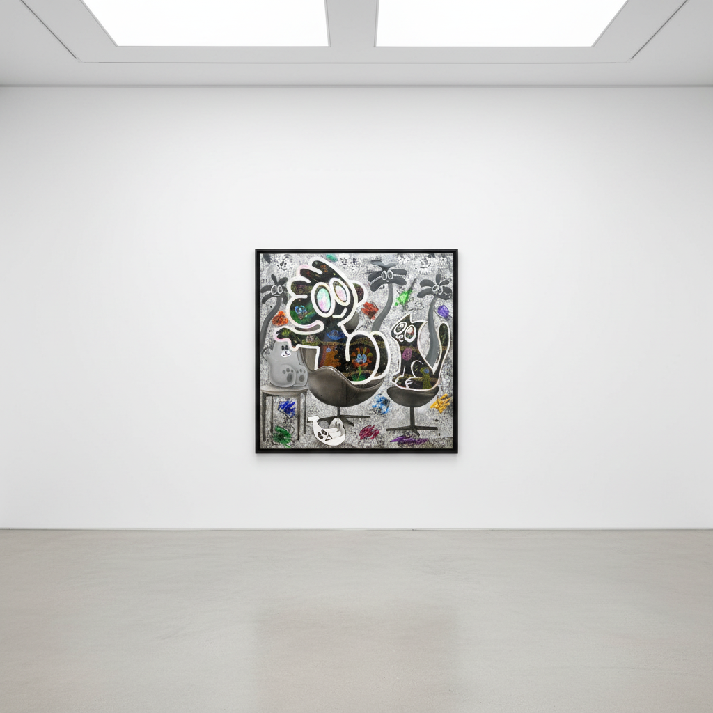 Yusuke Toda - Mr Yum With Palm Tree, 2023, Acrylic on canvas