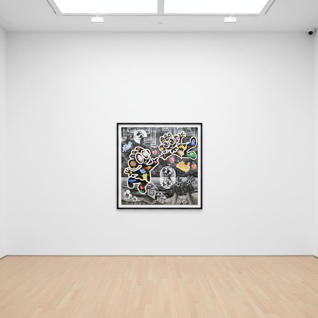 Yusuke Toda - The Romance of Yum and Rin, 2023, Acrylic and oil stick on canvas