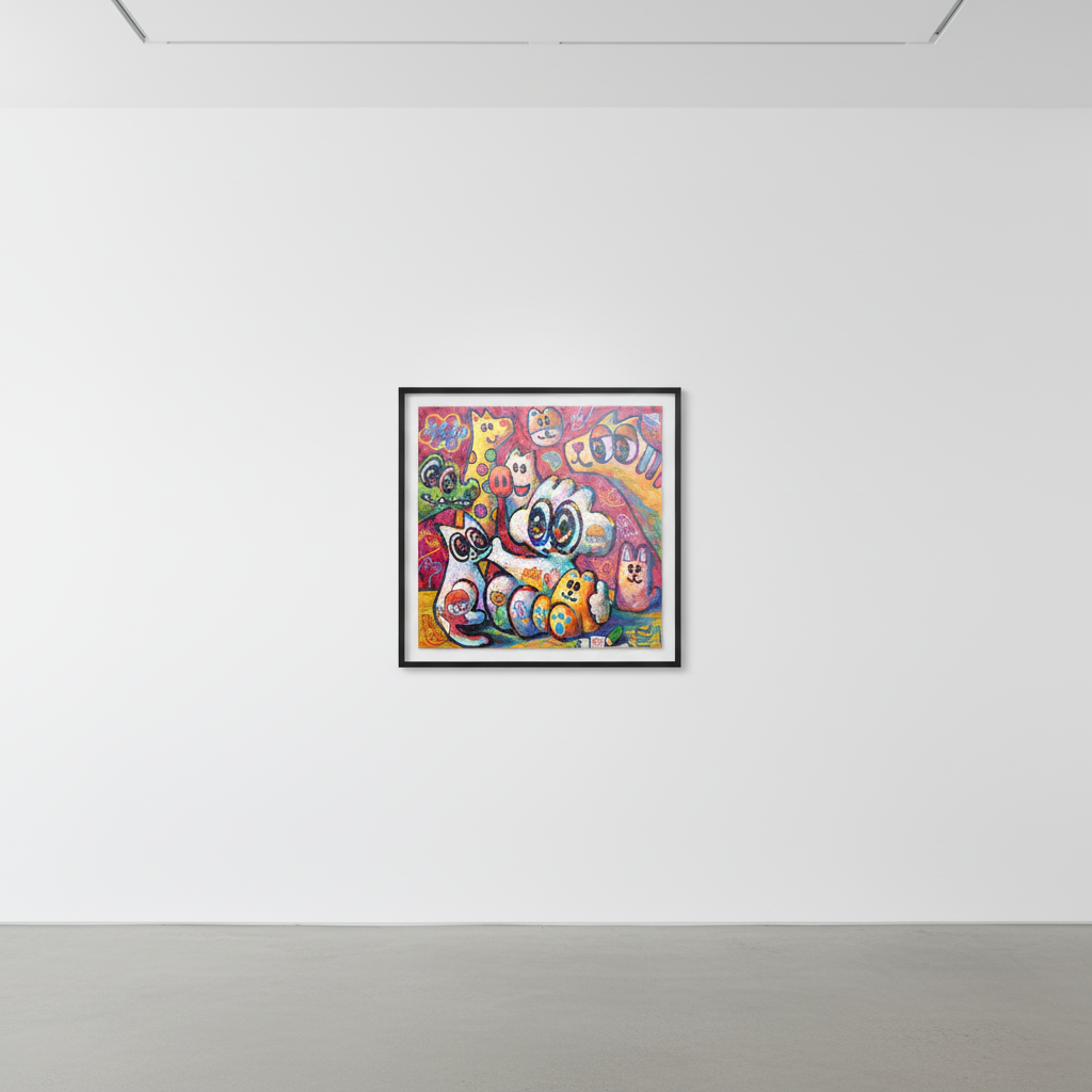 Yusuke Toda - Yum and Friends 2, 2023, Acrylic and oil stick on canvas