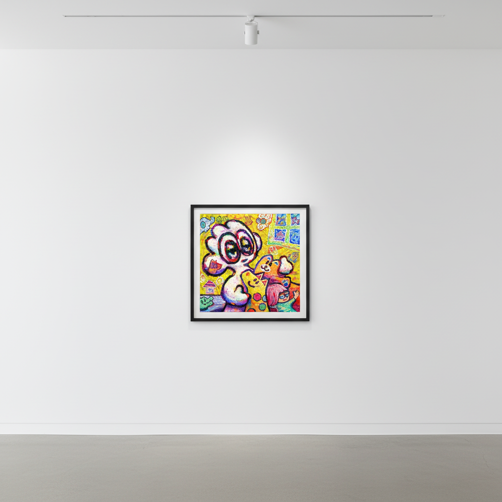 Yusuke Toda - Yum and Friends, 2023, Acrylic and oil stick on canvas