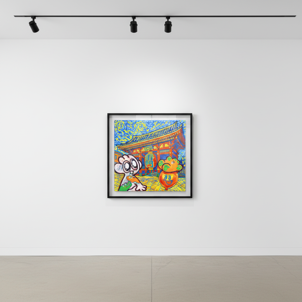 Yusuke Toda - YUM and Kaminarimon Gate, 2025, Mixed media on canvas