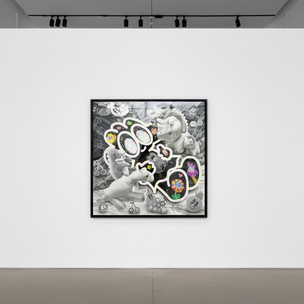 Yusuke Toda - Yum and Many Friends, 2023, Acrylic and oil stick on canvas