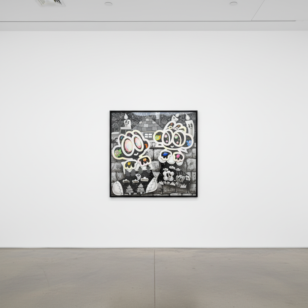 Yusuke Toda - Yum and Rin in Socks, 2023, Acrylic and oil stick on canvas