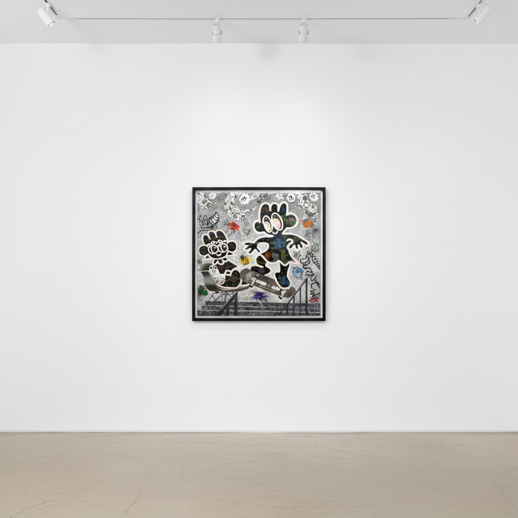 Yusuke Toda - Yum And Rin On Street, 2023, Acrylic on canvas