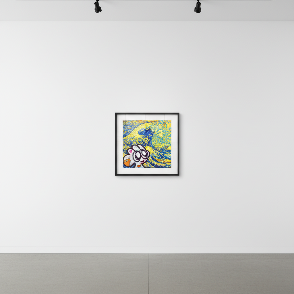 Yusuke Toda - YUM and The Great Wave off Kanagawa, 2025, Mixed media on canvas