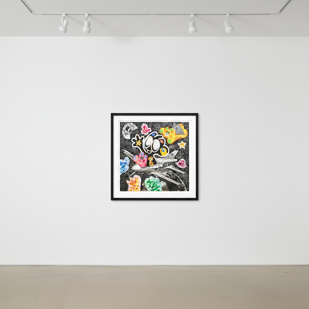 Yusuke Toda - YUM on the Rocket with Super POM, 2025, Mixed media on canvas