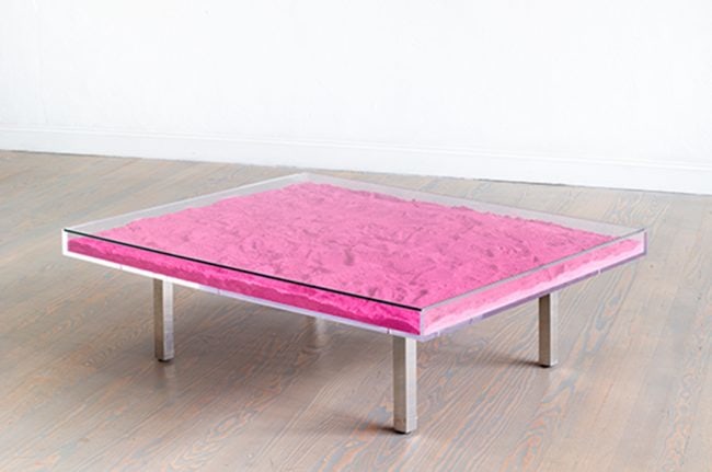 Yves Klein - Table Monopink, 1961/1963, Rose pigment, glass, plexiglass, wood, and steel