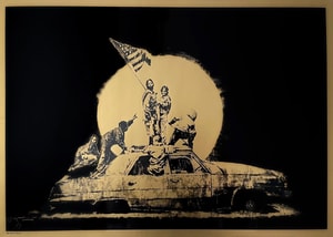 Banksy - Flag (Gold) (Signed)