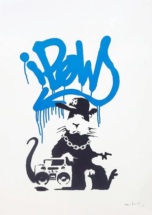 Banksy - Gangsta Rat (Blue) (Signed)