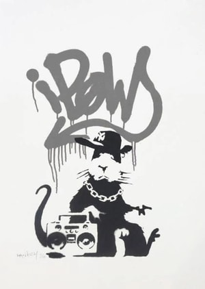 Banksy - Gangsta Rat (Grey) (Signed)
