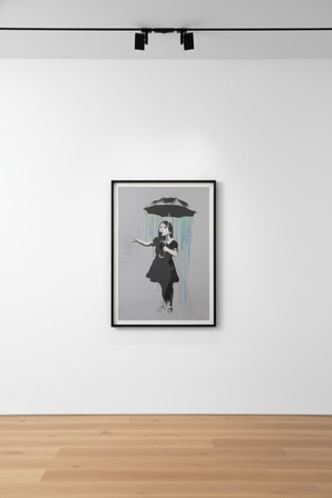 Banksy - Nola Umbrella Girl Blue Green