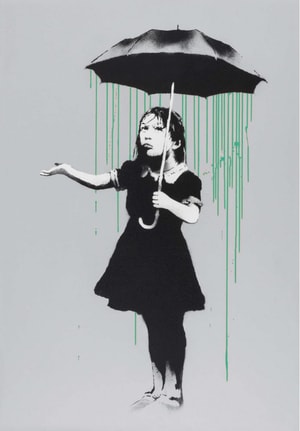 Banksy - NOLA Umbrella Girl Green Rain