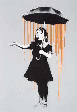 Banksy - NOLA Umbrella Girl Orange Rain
