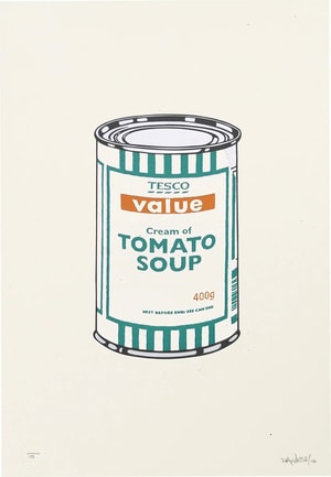 Banksy - Soup Can (White, Emerald, Tan) (Signed)