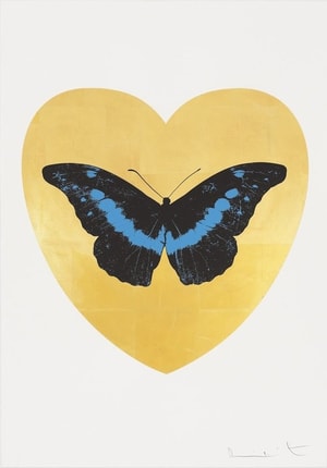 Damien Hirst - I Love You (Gold Leaf, Black, Turquoise)