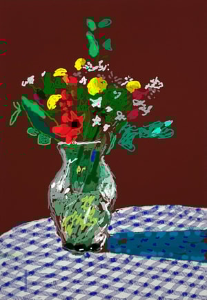 David Hockney - 13th February 2021, Flowers in a Glass Vase