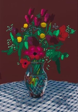 David Hockney - 16th February, 2021, More Flowers in a Glass Vase
