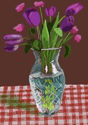 David Hockney - 16th March, Tulips in Cut Glass