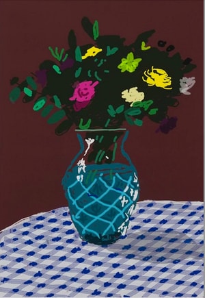 David Hockney - 21st March, Purple and Yellow Flowers in a Vase