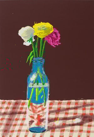David Hockney - 23rd March, Flowers in a Milk Bottle