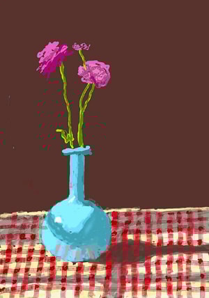 David Hockney - 28th February 2021, Roses in a Blue Vase