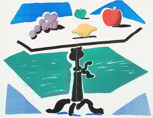 David Hockney - Apple, Grapes, Lemon on a Table (For Bam)