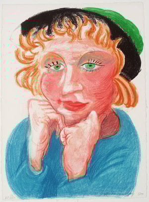 David Hockney - Celia with Green Hat