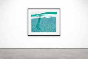 David Hockney - Lithograph Of Water Made Of Lines, Crayon And A Blue Wash