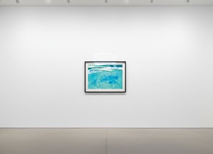 David Hockney - Lithograph of Water Made Of Lines With A Light Blue and Light Green Wash