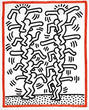 Keith Haring - Three Lithographs 3 (People Ladder) (Littmann PP. 41)