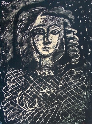 Pablo Picasso - Buste au fond étoilé (Bust with Star Background)