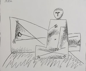 Pablo Picasso - Reclining Man and Crouching Woman | Homme couché et femme accroupie