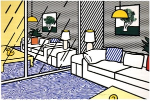 Roy Lichtenstein - Wallpaper with Blue Floor Interior