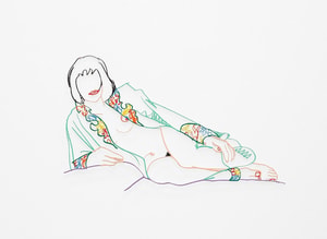Tom Wesselman - Monica Lying On One Elbow With Robe