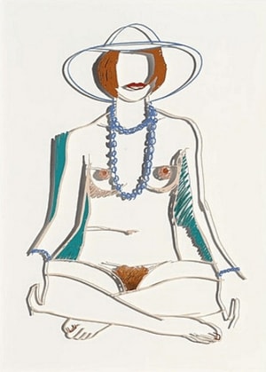 Tom Wesselman - Monica Sitting Cross Legged With Beads