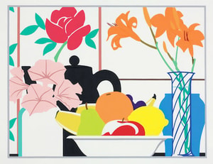 Tom Wesselman - Still Life of Petunias, Lilies and Fruit
