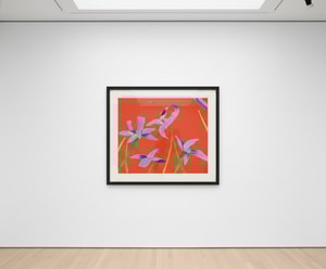 Alex Katz - Purple Irises on Red